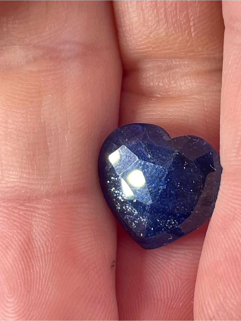 11.5ct Heart Sapphire Simple checkerboard Facet 15x17mm Blue Sapphire Gemstone - Picture 10 of 13